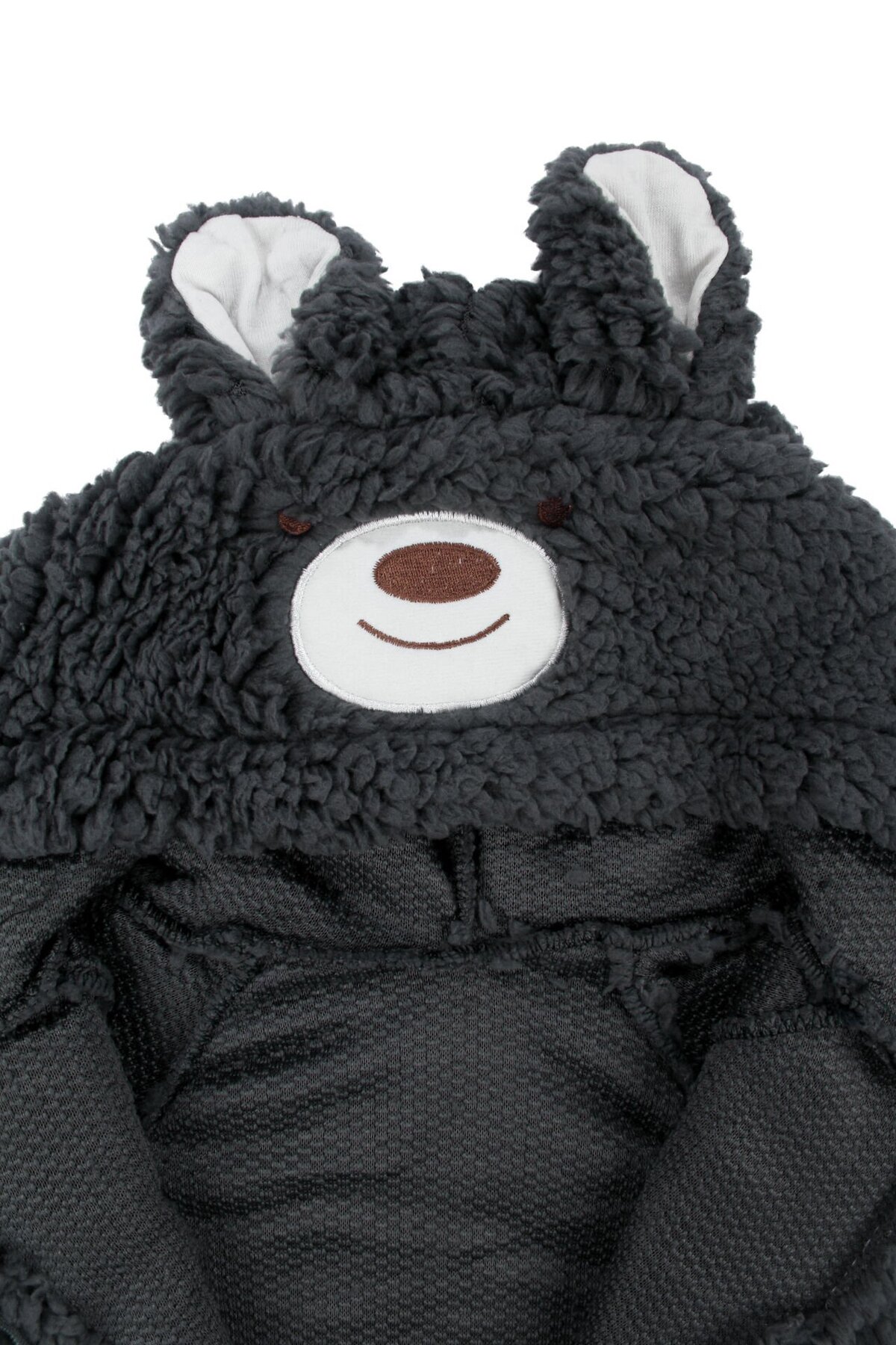 bebegen Unisex Füme Ayı Nakışlı Kapşonlu Peluş Tulum fotoğrafı 2 (önizleme)