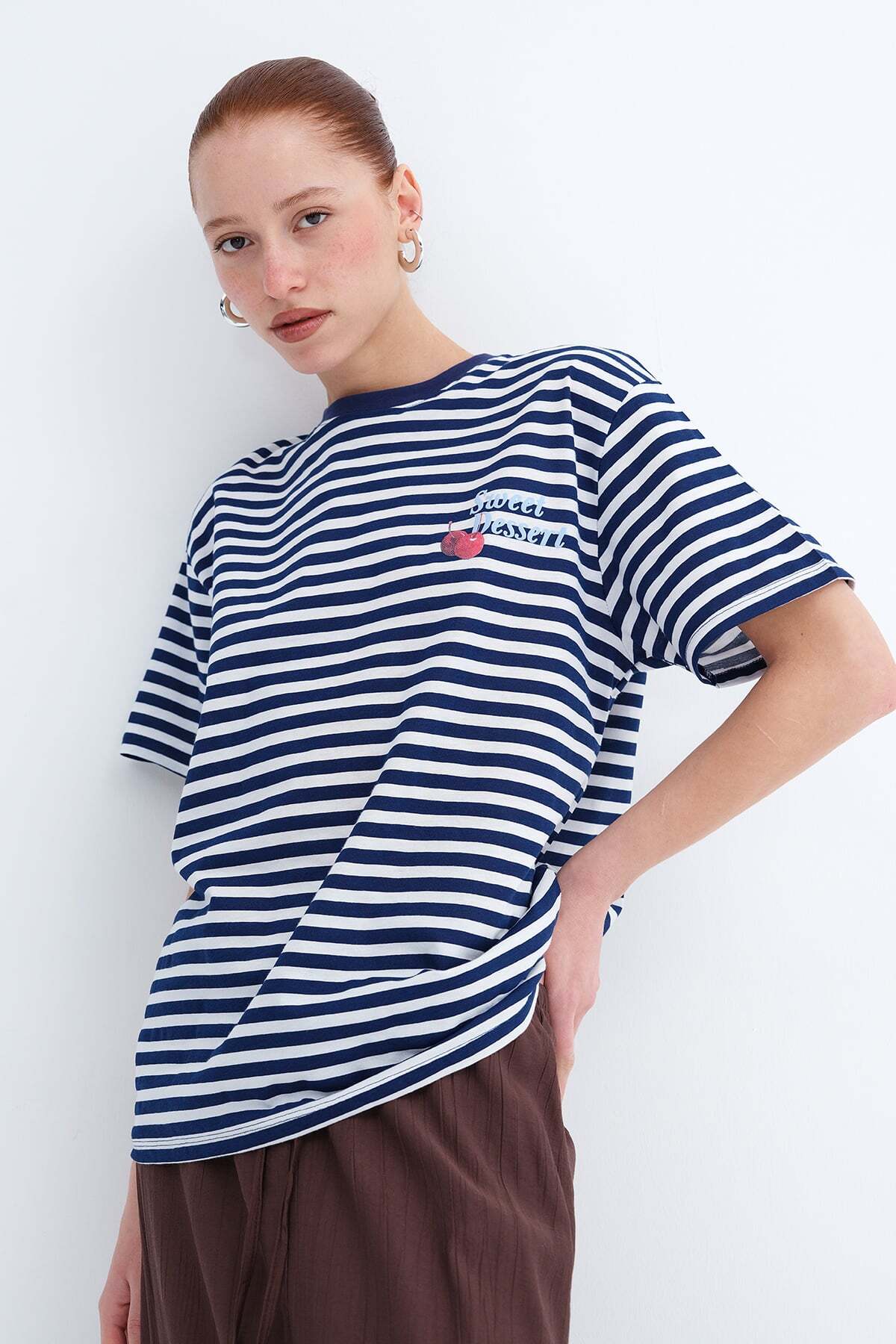 Addax Çizgili Kirazlı T-shirt P10542 - Fiyatı, Yorumları