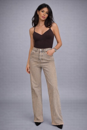 Feyna Staright Fit Özel Kirli Yıkama Efektli Paçası Püsküllü Kadın Denim Pant...