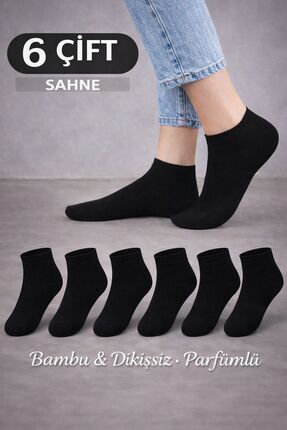 SAHNE 6 lı Unisex Siyah çorap (Bambu-Dikişsiz-parfümlü -yumuşak)