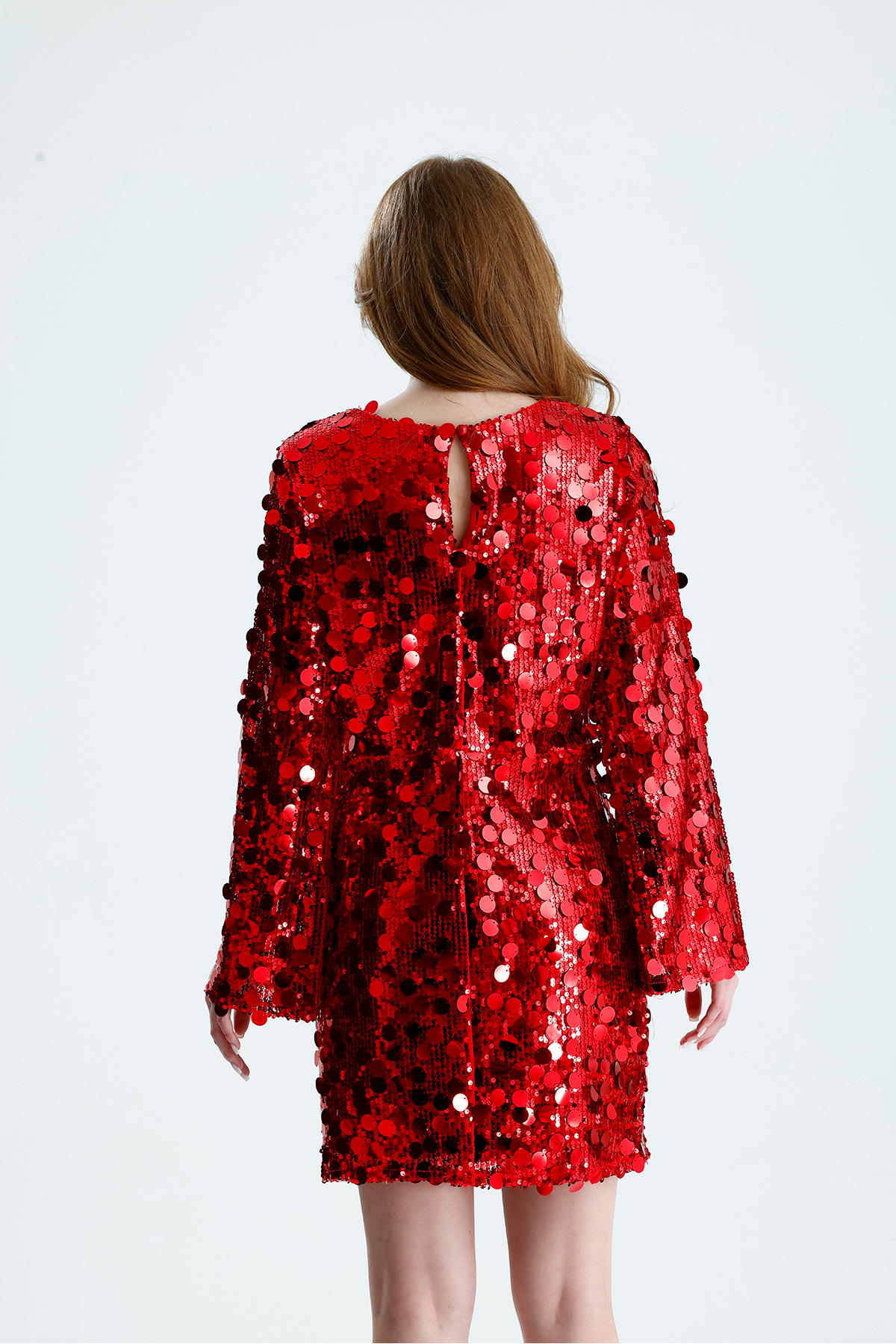 Sense Lined Big Sequined Sequin Evening Dress | Elb36673 Red- Trendyol