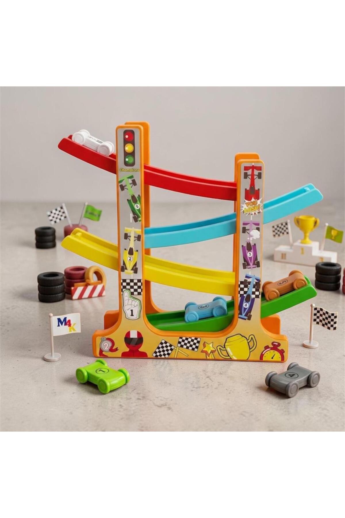 Tıfıl Toys 3 Katlı Araba Kaydırak Platformu ve 5 Adet Yarış Arabalı Oyuncak Seti fotoğrafı 4 (önizleme)