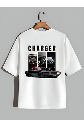 Yakor Dodge Baskılı %100 Organik Pamuklu Kalın Dokulu Oversize Bisiklet Yakal...