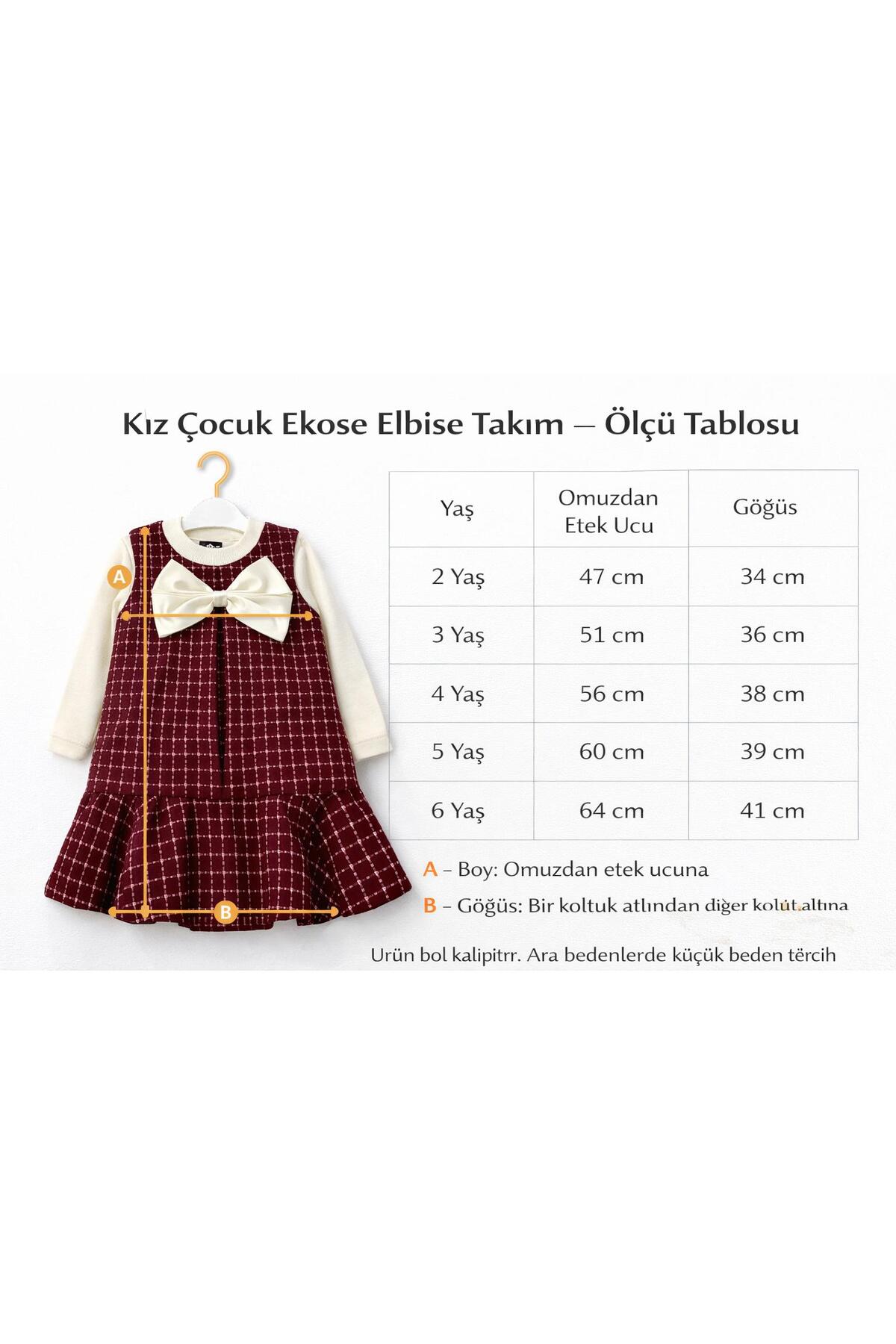 Kuzucuk Kids Bebek Çocuk Butik Kız Çocuk Bayramlık Bordo Tüvit Jile Elbise Bluz Takım Bol kalıp fotoğrafı 5 (önizleme)