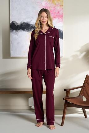 Glamores Bordo Penye Pijama Takımı