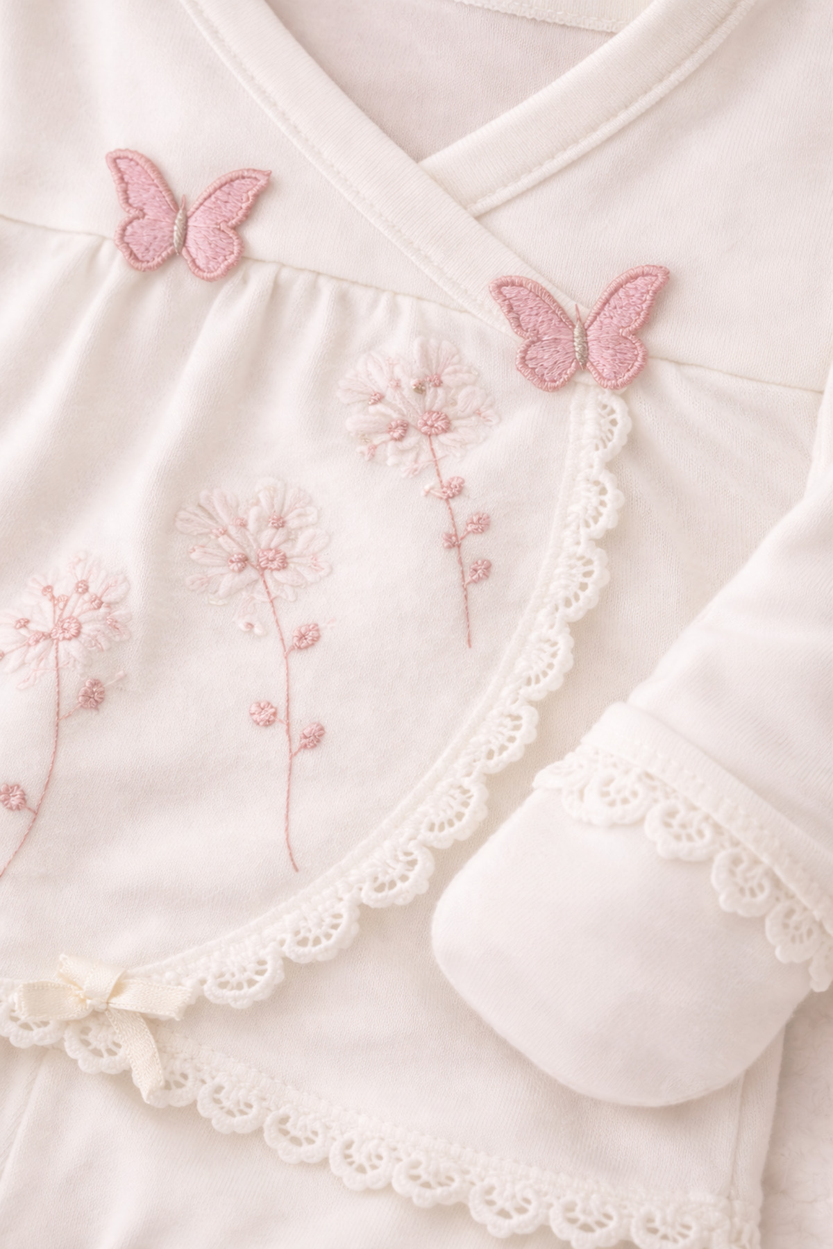 Arin Baby 5 Lİ KELEBEK DETAYLI YENİ DOĞAN KIZ BEBEK HASTANE ÇIKIŞ SETİ/KIZ BEBEK ZIBIN SET fotoğrafı 3 (önizleme)