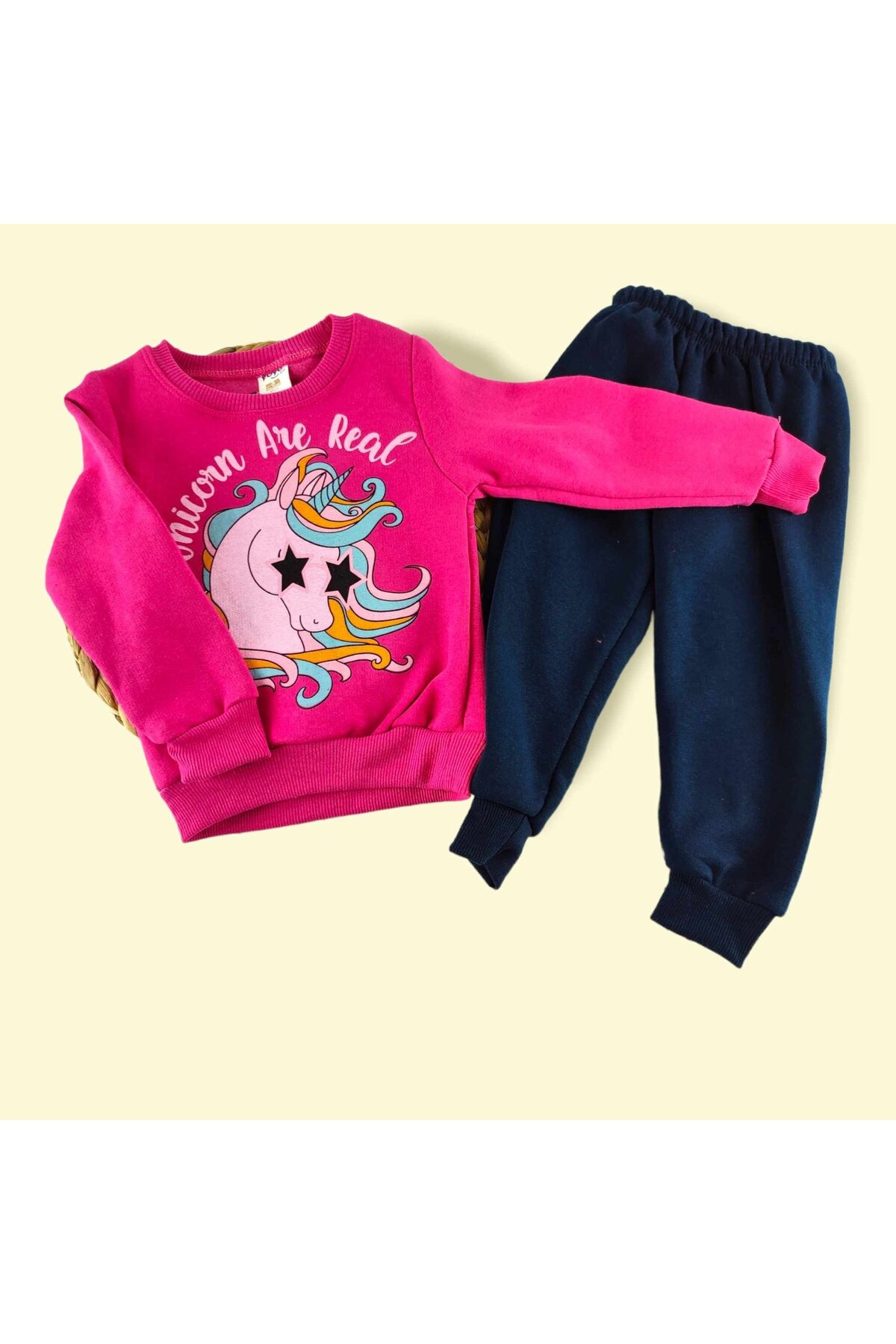 almira anne bebek Unicorn Desenli Kız Çocuk 2'li Takım | Pembe Ve Lacivert Renkli | 3 Yaş fotoğrafı 2 (önizleme)