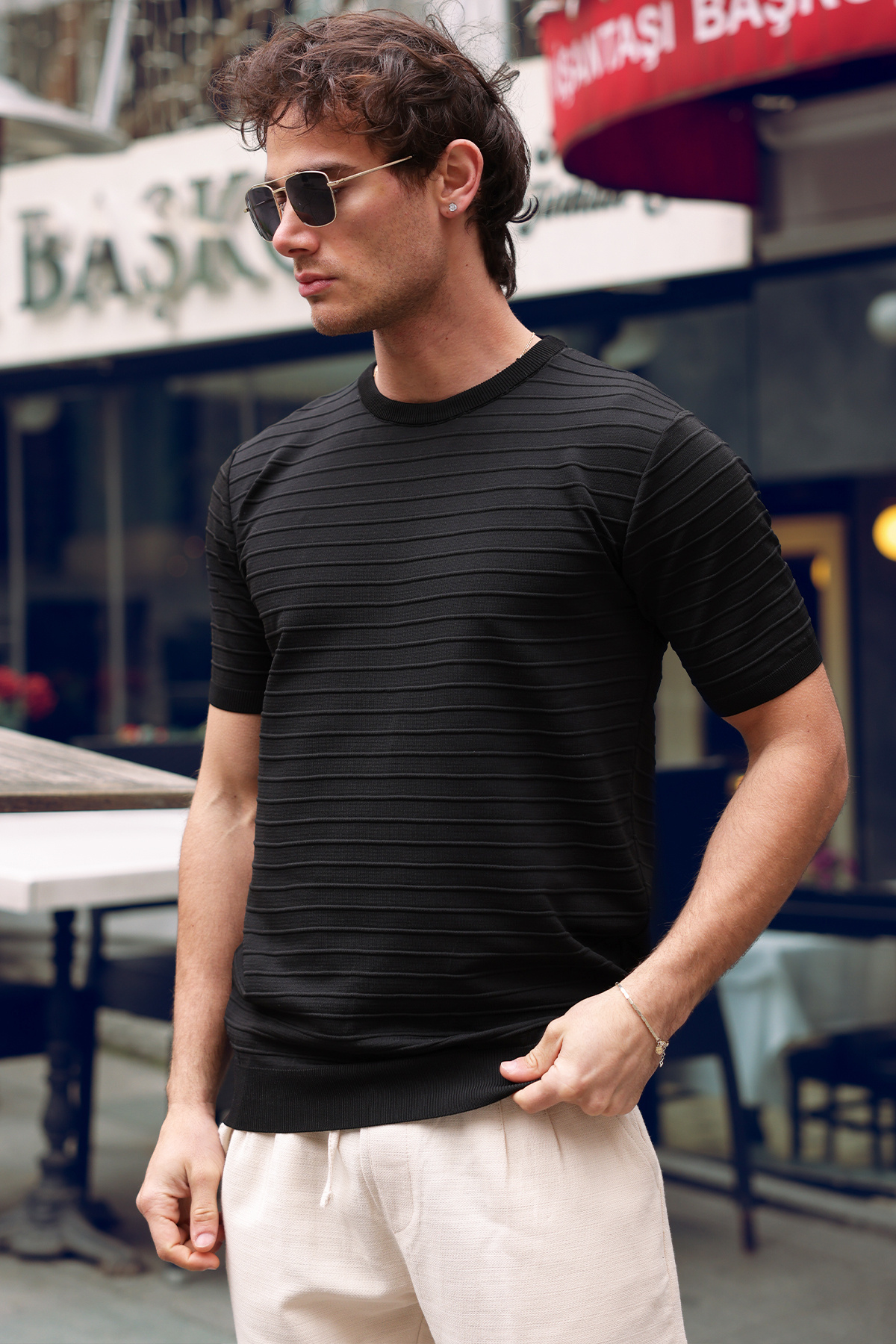 aziso  Erkek Bisiklet Yaka T-Shirt - Görsel 4