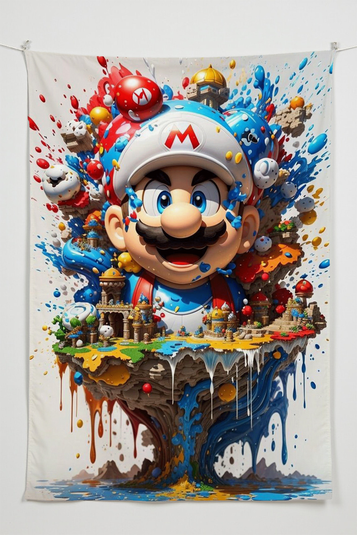 Mario Themed Anime Wallcovering – Oversized Tapestry Room Decor High Resolution Printing