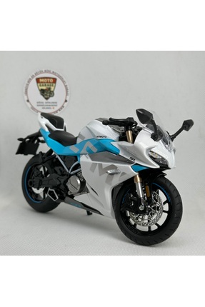 MotoGarage CFMOTO 250SR 1:12 Sesli Işıklı Diecast Motosiklet Modeli - Beyaz Mavi