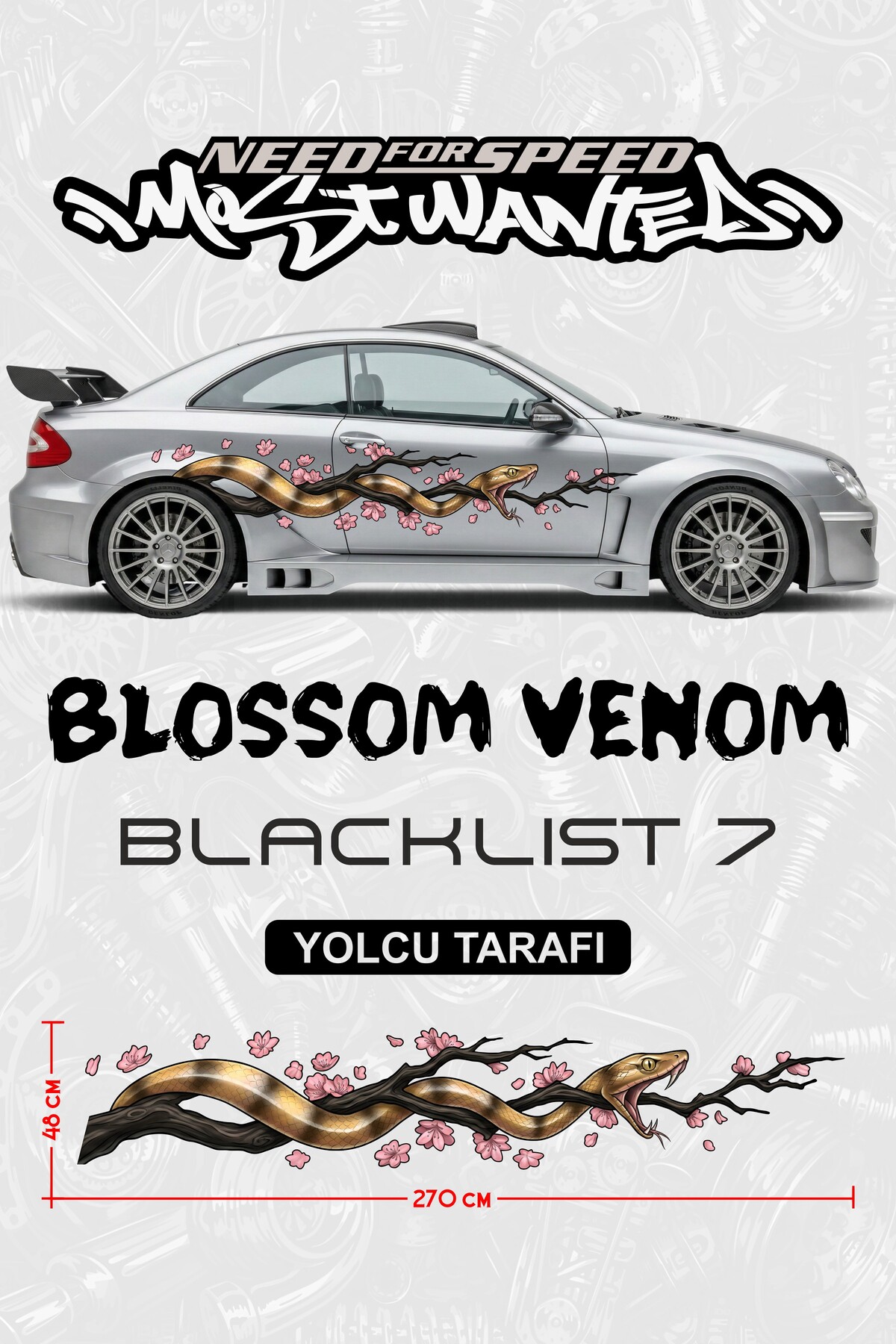 Sticker Auto Nfs Stikacar NFS BLOSSOM VENOM Yan Gövde Kaplama Sticker - Fiyatı, Yorumları