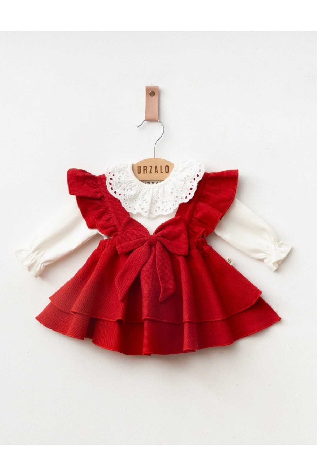 ALLYA MİNİ DRESS Fiyonk Detaylı %100 Pamuk Dantel Yakalı Bodyli Jile Elbise ,Dogumgünü,Özel Gün, Bayramlık Elbise fotoğrafı 2 (önizleme)