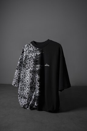 Slatra Erkek Siyah Side Effect Oversize Tshirt