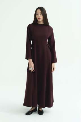 KASSEL Toka Detaylı uzun Elbise Mürdüm