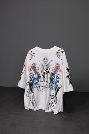 Slatra Erkek Beyaz La Familia Es Todo Oversize Tshirt