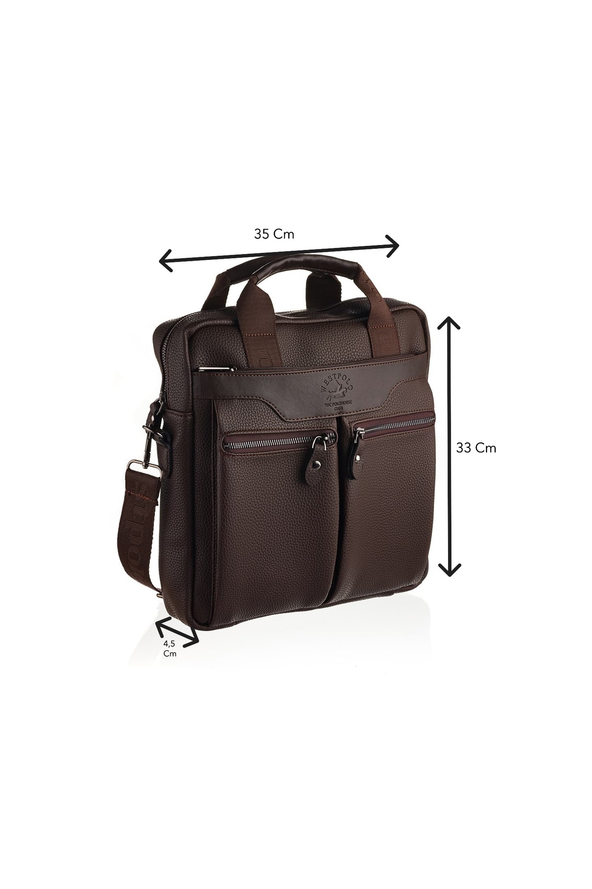 Westpolo  Vegan Deri Laptop Bölmeli Erkek Postacı Çantası (13 inc) - Kahverengi