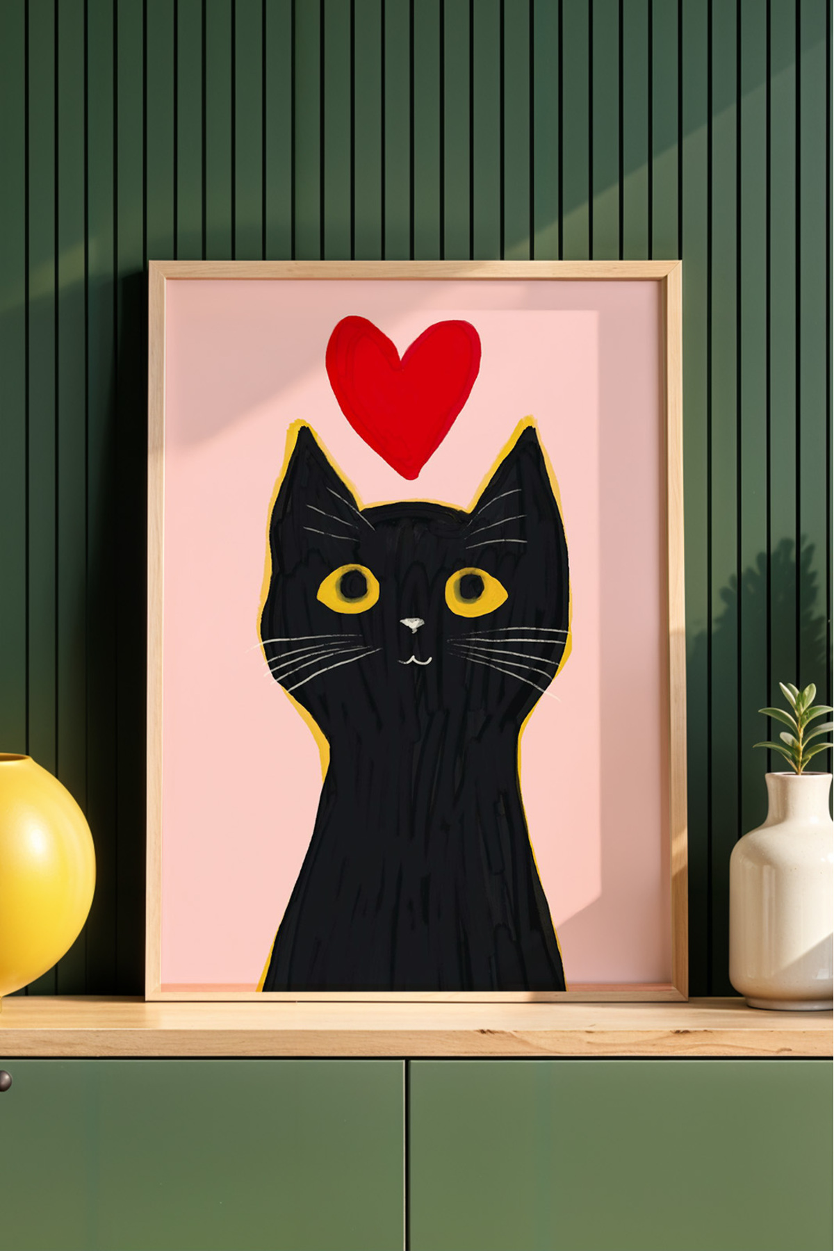 Siyah Kedi Tablo Modern Kedi Poster Dekoratif Duvar Dekoru Çerçevesiz