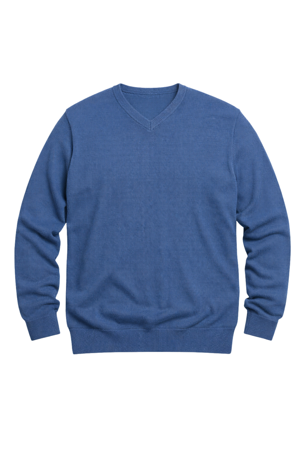 BattalModa Erkek Büyük Beden İndigo V Yaka Triko Kazak 3XL-4XL-5XL-6XL görsel 4