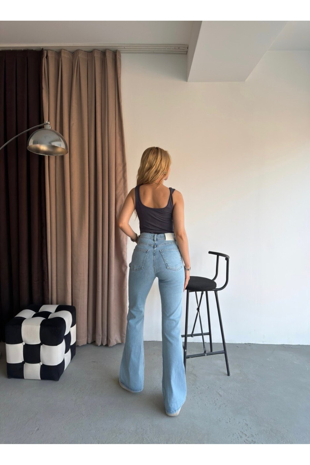 FIREVOGUE  Açık Mavi İspanyol Paça Jean Full Likralı - Görsel 5