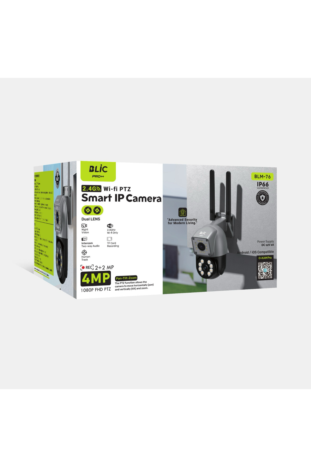 Al-NET 2.4g Wifi Bağlantılı 1080P, 2+2 4mp Çift Lensli 355° Geniş Açılı IP Kamera