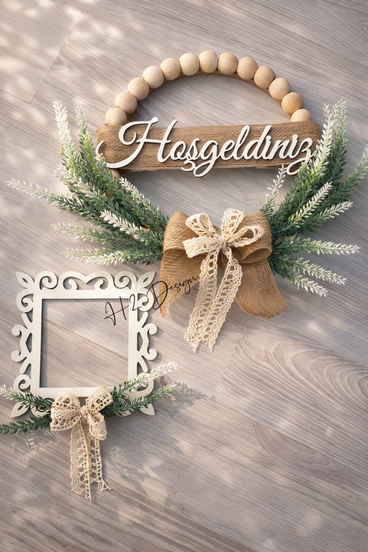 Door ornament & doorbell frame double set