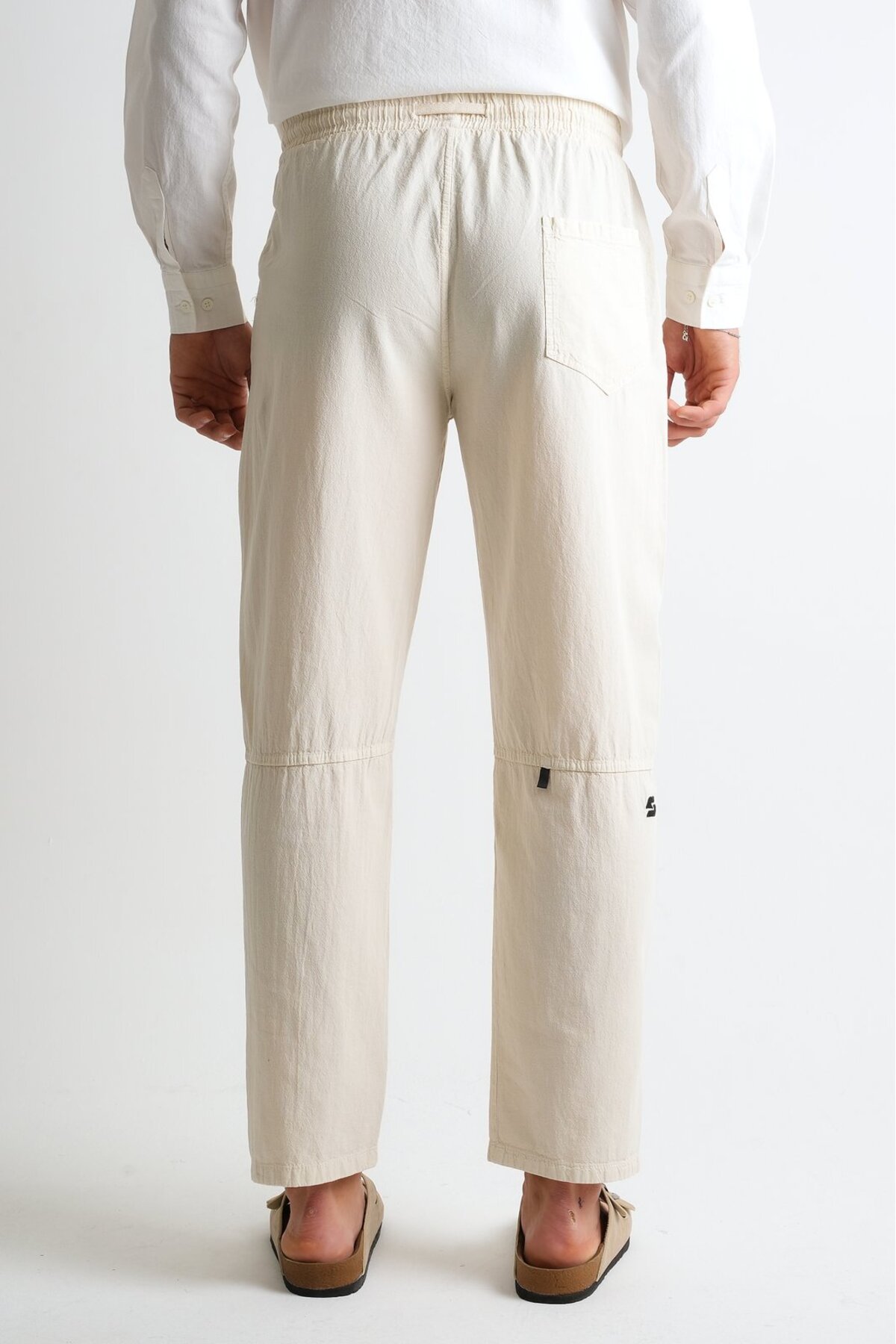 Shooter Sportswear Alaçatı Premium Erkek Keten Pantolon Ekru Rahat Kalıp Dikiş Detaylı görsel 6