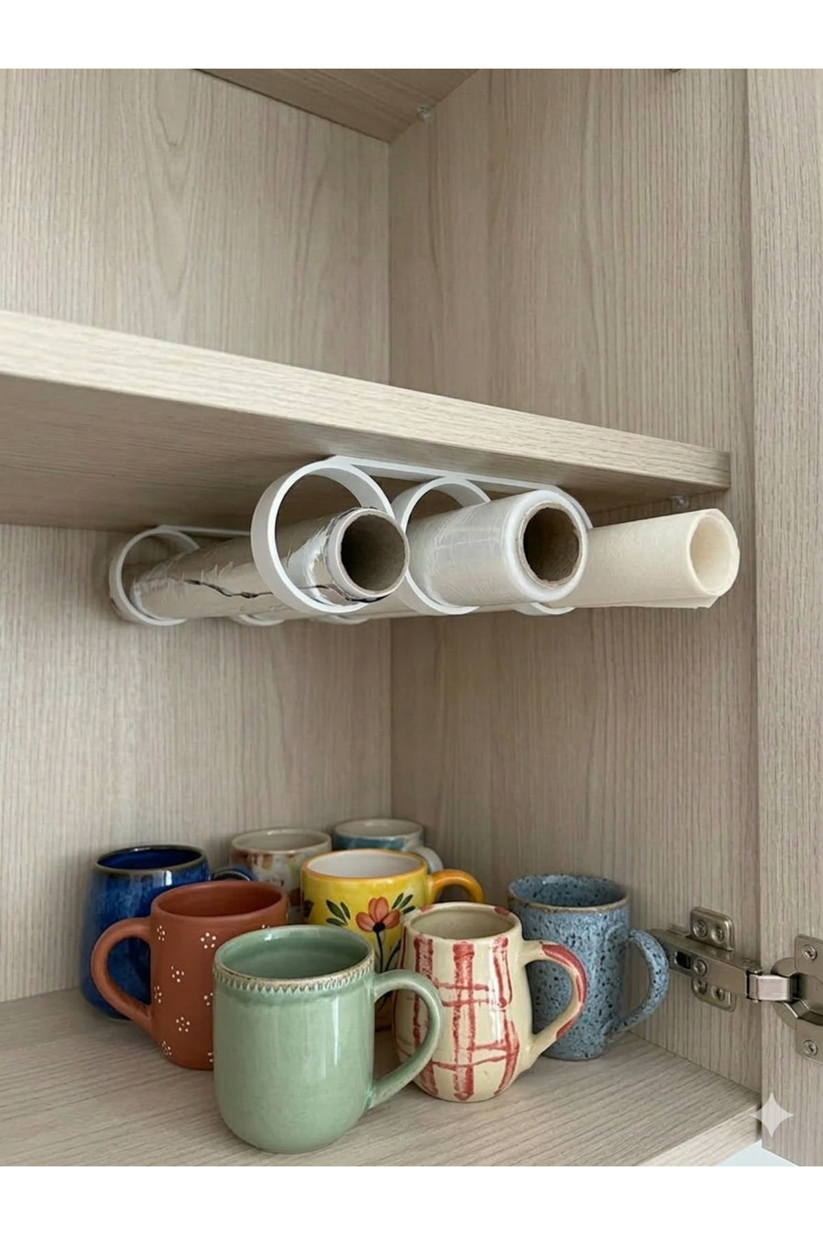 Kitchen Roll Organizer 3-Piece| Oil Paper, Foil, Stretch Film (shipped with double-sided tape)