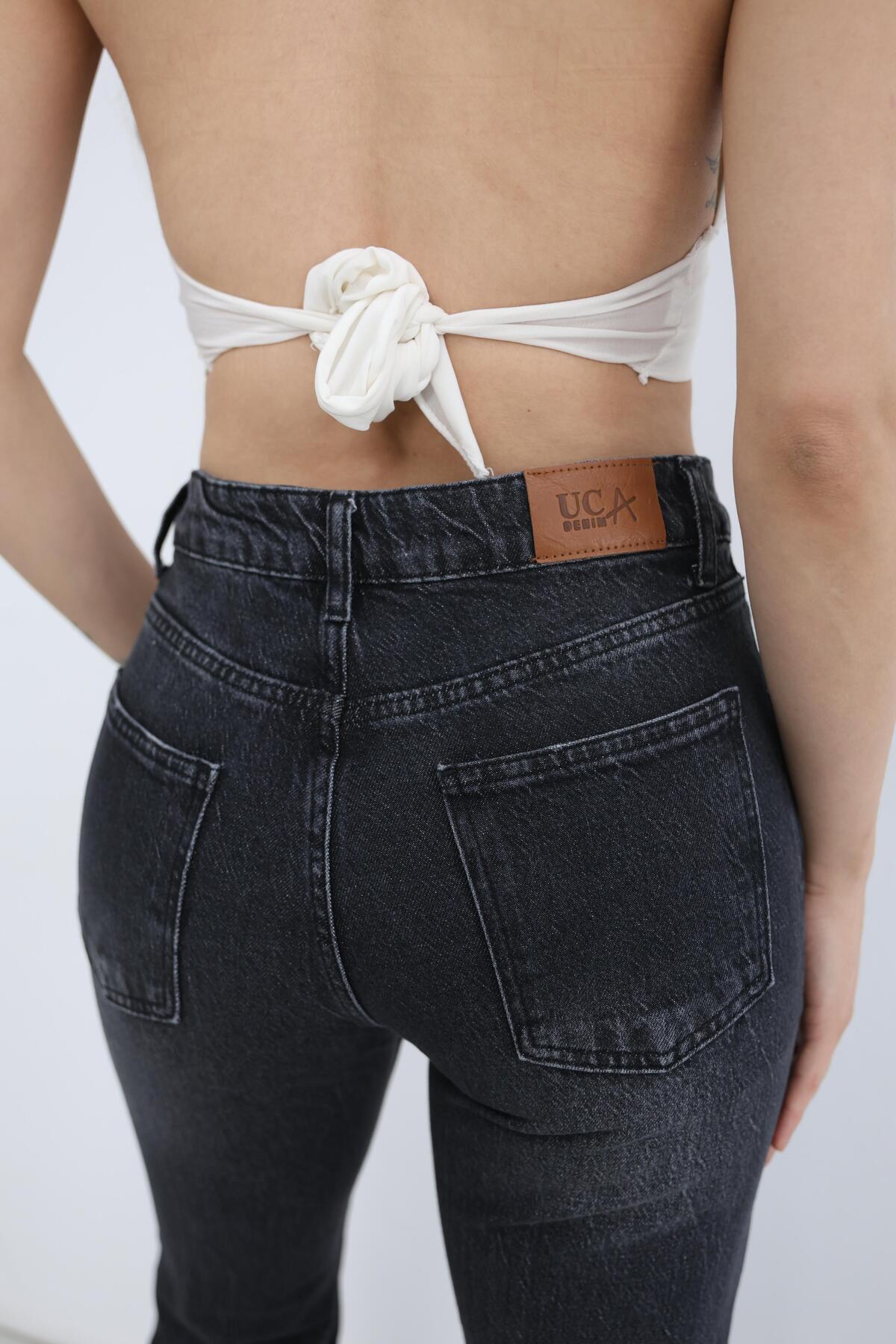Ucajean  UCA JEAN Kadın Yüksek Bel Flare Füme Jean Pantolon - Görsel 6