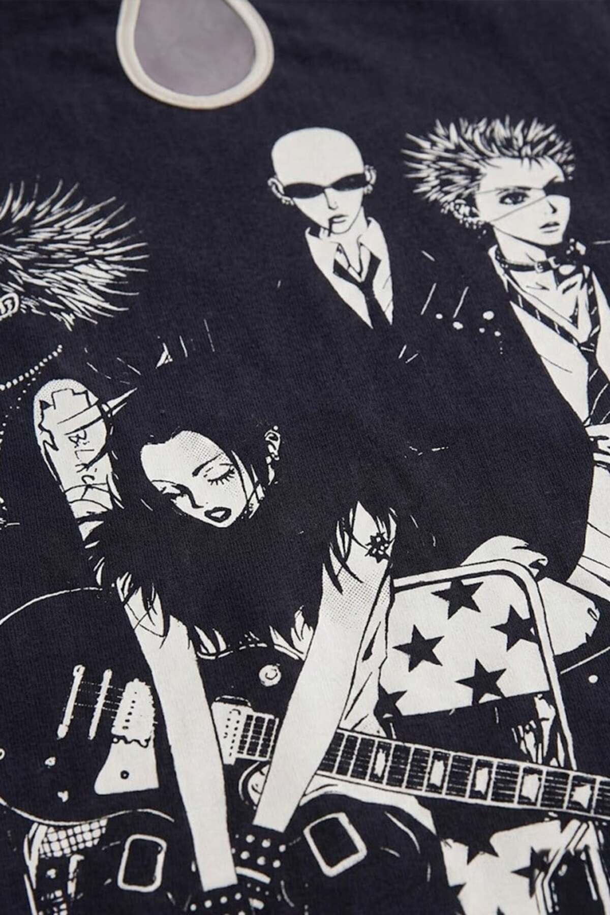 Köstebek Siyah Anime Nana Qipao Vintage Y2K Kısa Kollu Crop