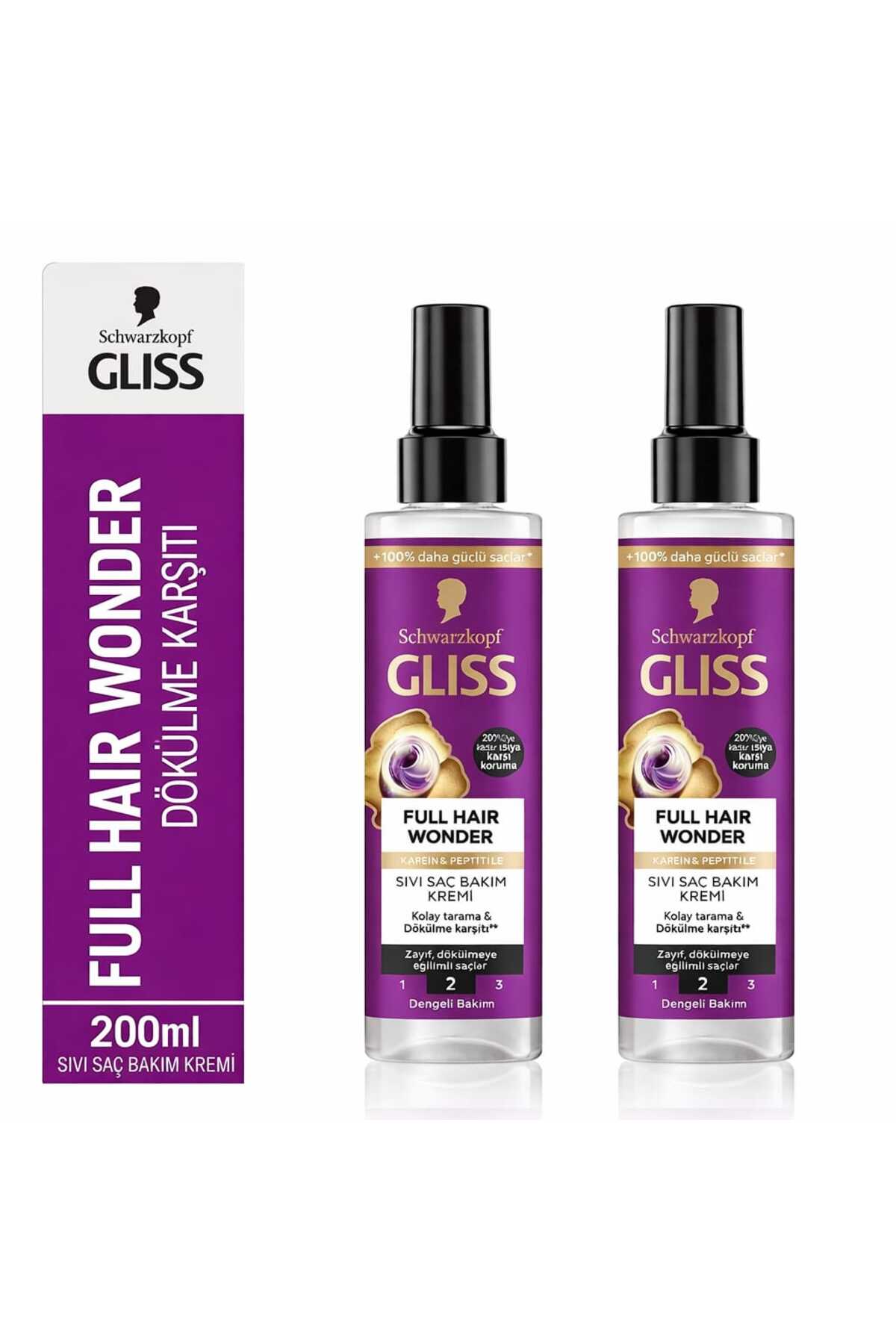 Schwarzkopf Glıss Sıvı Saç Kremi Full Hair Wonder Dökülme Karşıtı 200 ml x 2 Adet — glıss10365