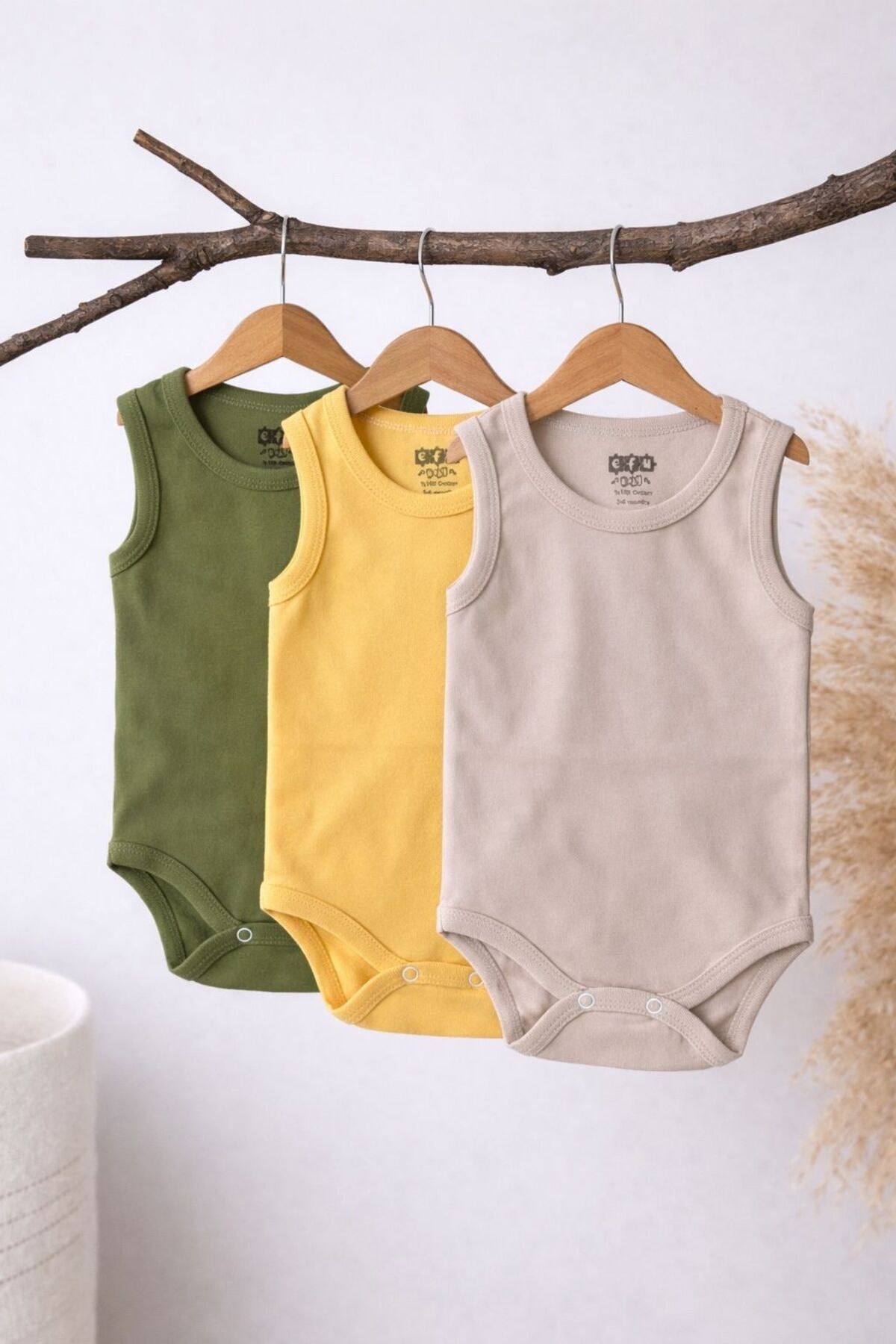 3-Piece Colorful 100% Cotton Rib Camisole Snap Fastener Band Set