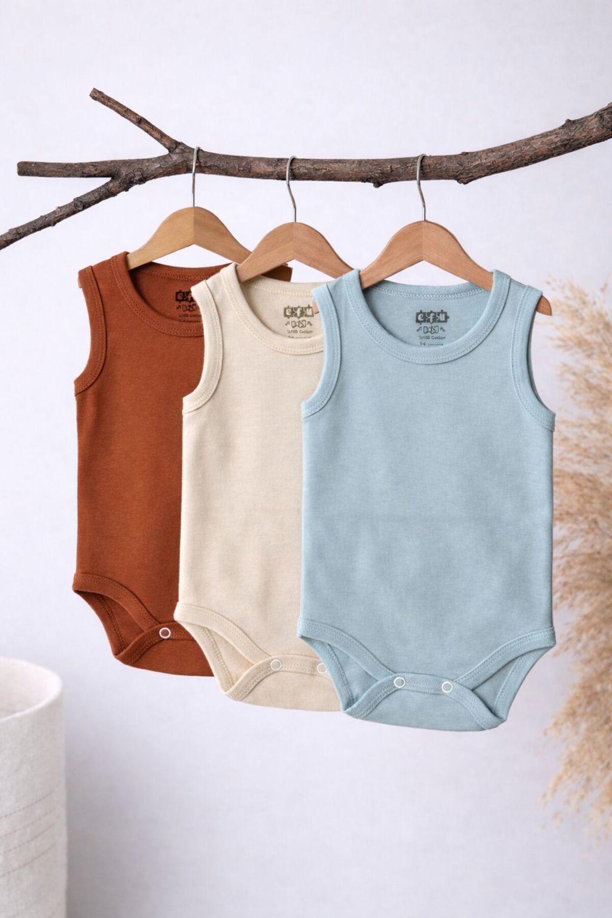 3-Piece Colorful 100% Cotton Rib Camisole Snap Fastener Band Set