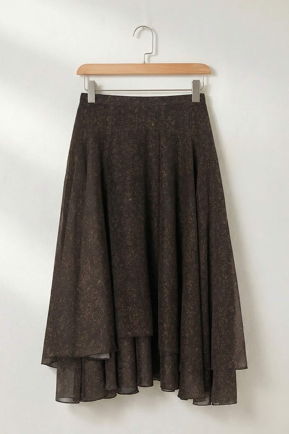 Trendyolmilla  Kahverengi Kemerli Katlı Uzun Şifon Etek TDRSS26ET00018 - Görsel 5