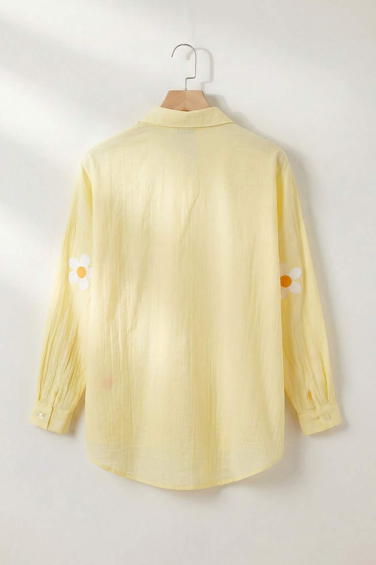 Trendyolmilla  Sarı Oversize Papatya Nakış İşlemeli Müslin Pamuk Gömlek TDRSS26GO00027 - Görsel 5