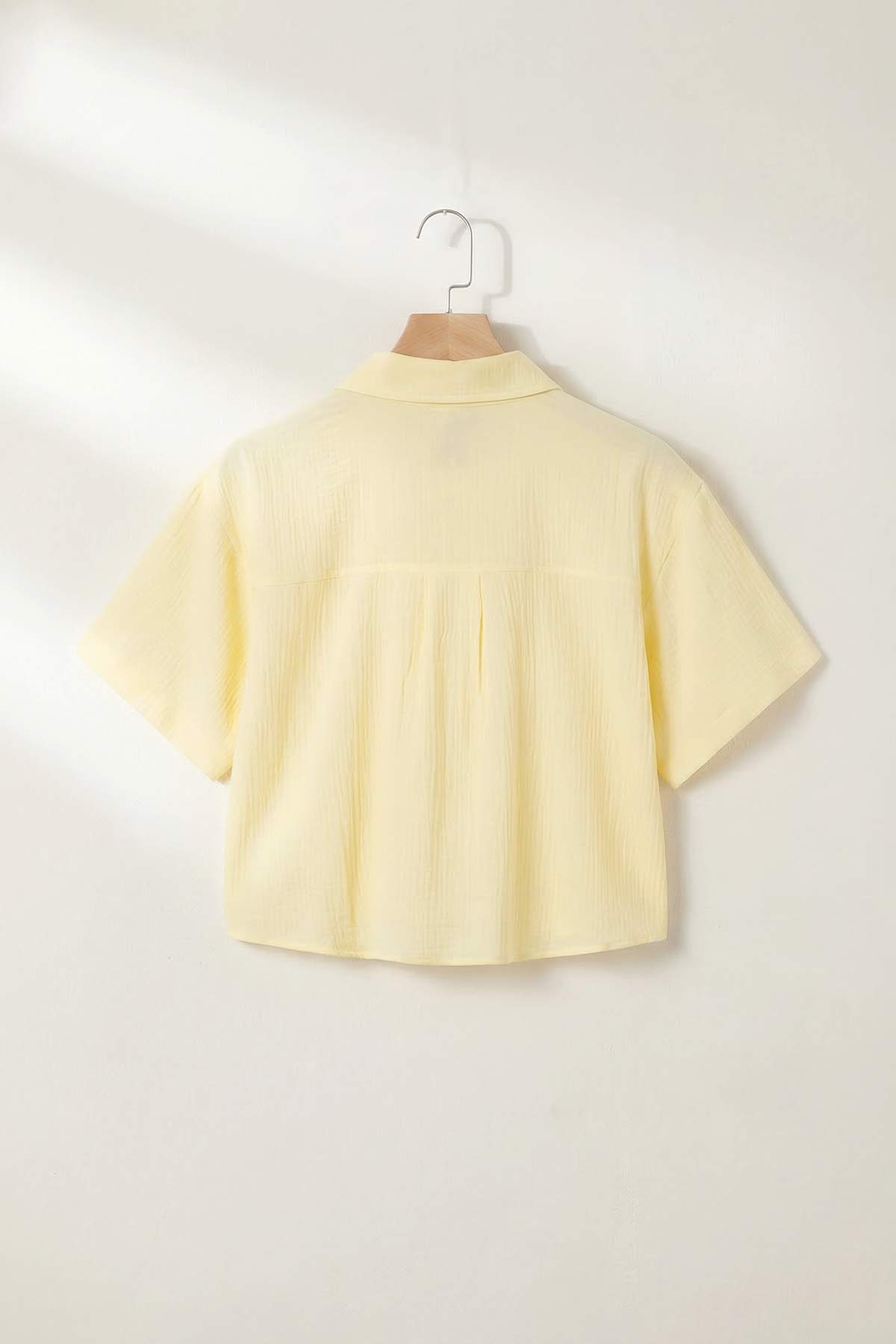 Trendyolmilla  Sarı Kısa Kol Crop Pamuklu Muslim Gömlek TDRSS26GO00036 - Görsel 5