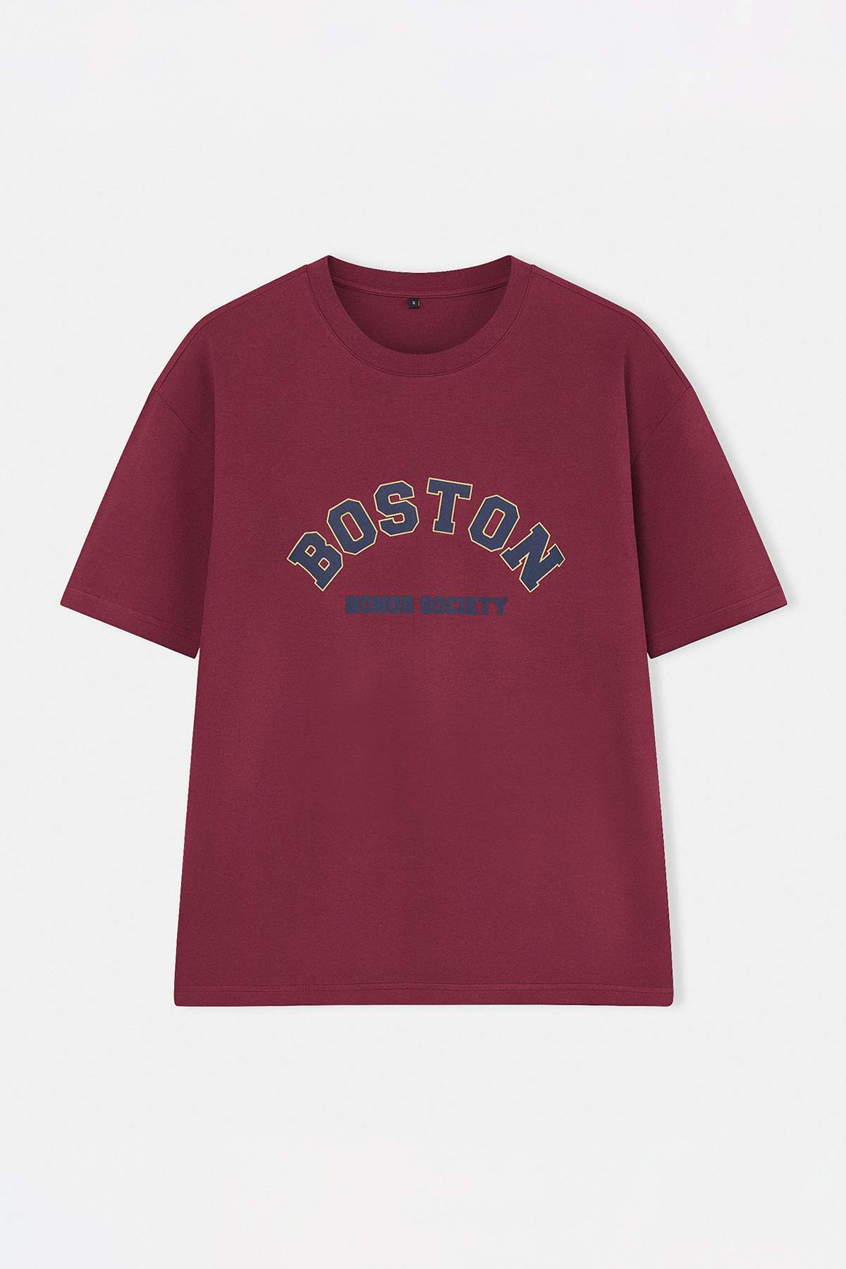 Trendyolmilla Man Bordo Oversize/Geniş Kesim Bisiklet Yaka Kısa Kollu Yazı Baskılı T-Shirt TMNSS21TS1217