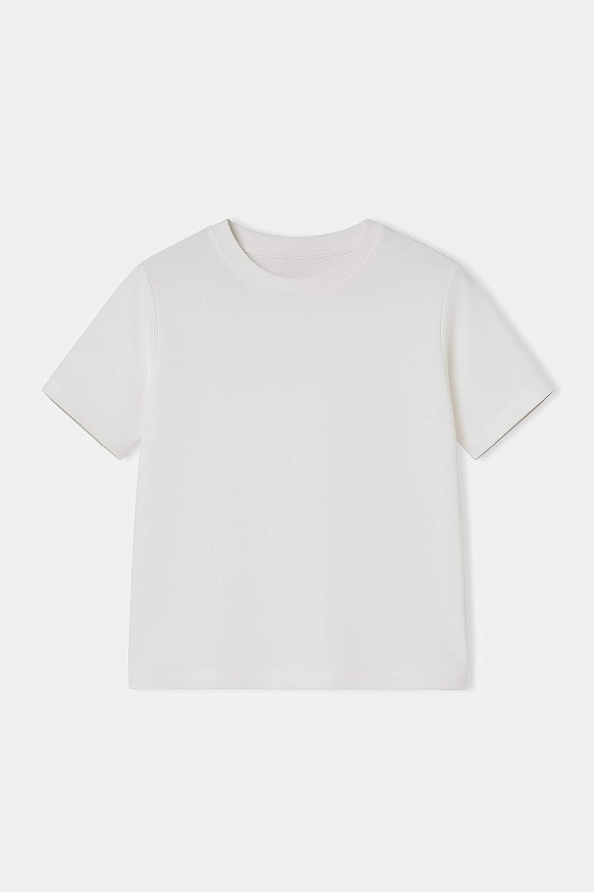 Trendyolmilla  Ekru Düz Regular Bisiklet Yaka Standart Kol Kısa İnterlok Örme T-Shirt TWOSS26TS00064 - Görsel 5