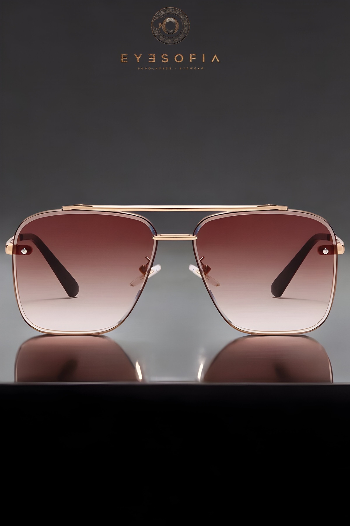 Eyesofia  Dika Kristal Lath Kahverengi Unisex Lüx Güneş Gözlüğü - Görsel 4