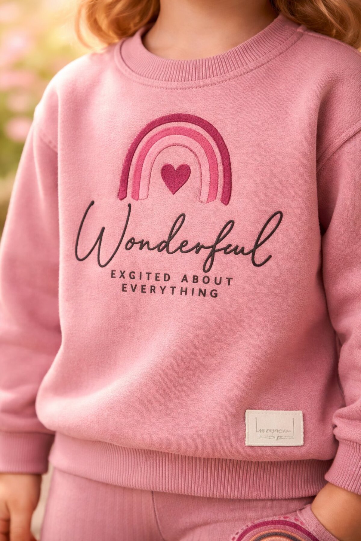 almira anne bebek Kız Çocuk Giyim Gökkuşağı Baskılı Uzun Kollu Takım Bebeğe Özel fotoğrafı 4 (önizleme)