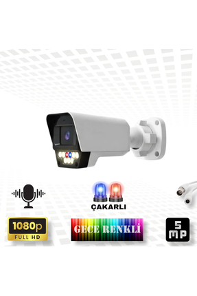 qromax Gece Renkli Sesli FullHD 5Mp Lensli 9 Warm Ve Çakar Ledli Güvenlik Kam...