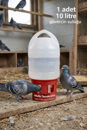 mutlu tavukçuluk Suluk 1 Adet Güvercin Suluğu 10 Litre Posta Şebap Taklacı Ur...