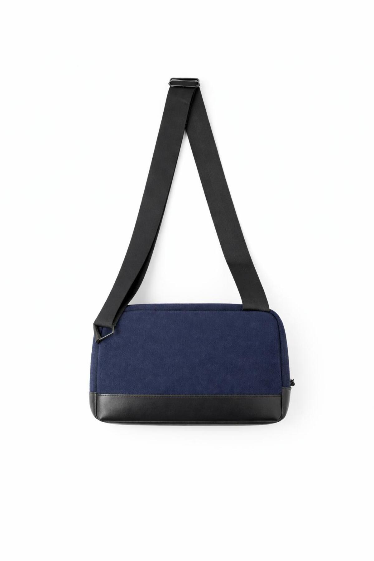 Aggu Bebe  Unisex Çapraz Mini Çanta Ayarlanabilir Askılı Yan Çanta Deri Detaylı Omuz Çantası - Lacivert - Görsel 2