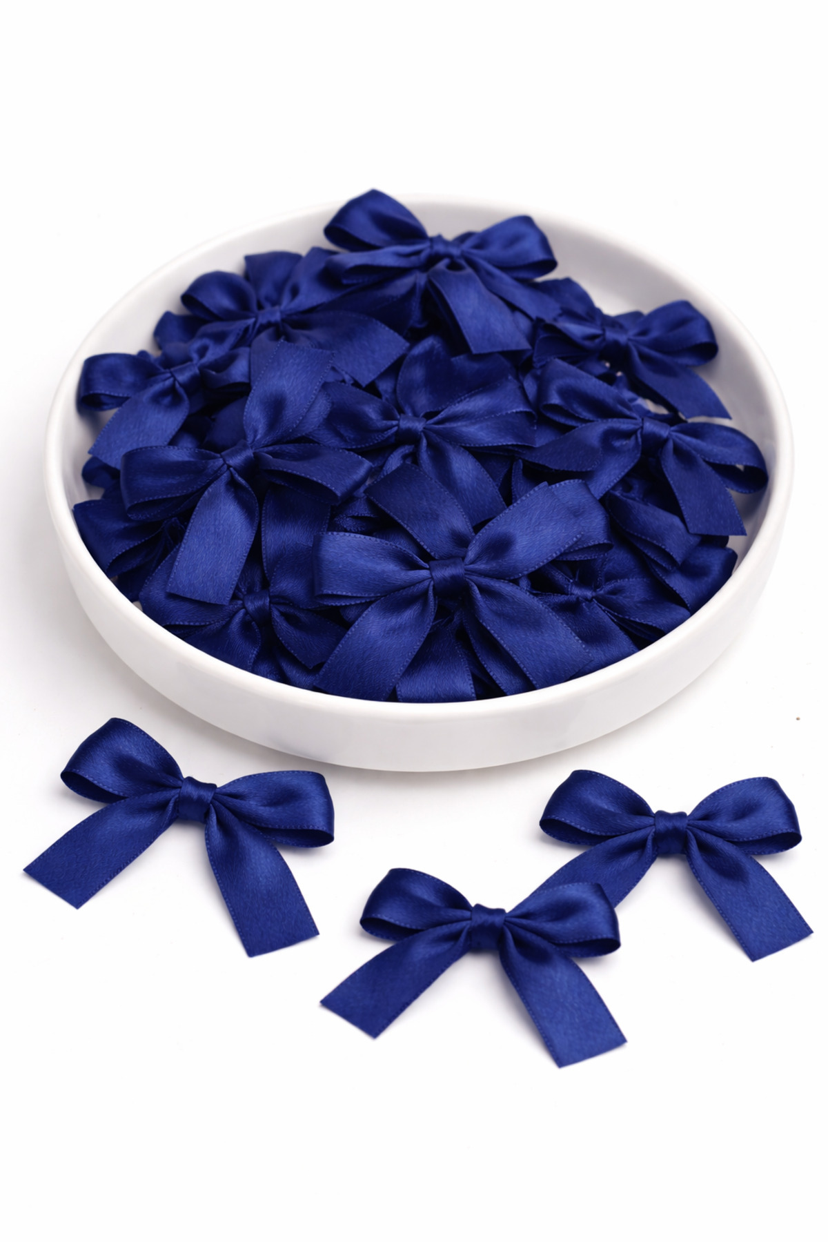 Navy Blue 10 mm Bow Satin Ribbon - Wedding Candy , Gift and Balloon Ornament 50 Pieces