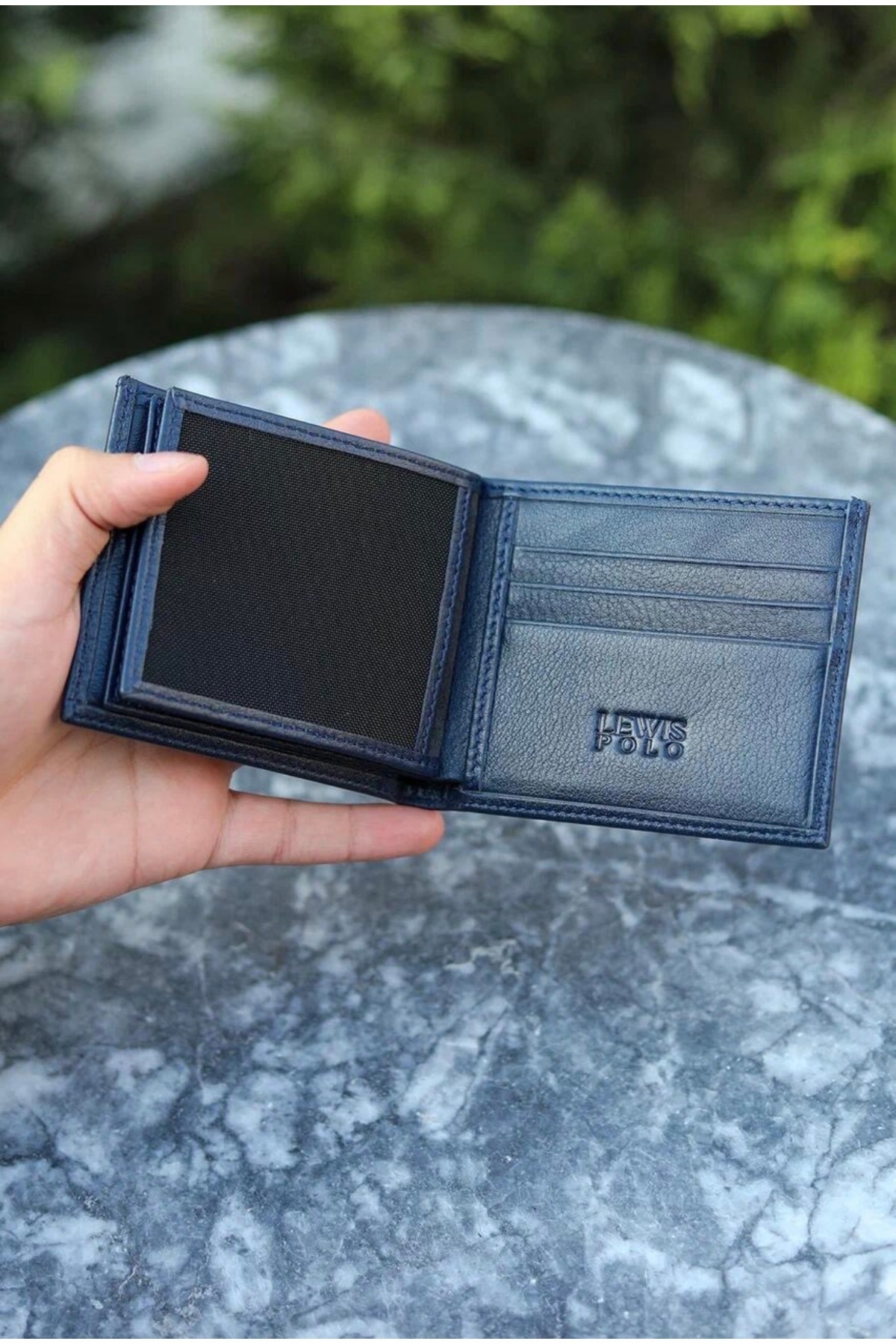 LEWİS POLO  Forse Hakiki Deri Bol Kartlıklı Kullanışlı Lacivert Erkek Cüzdanı - Görsel 3