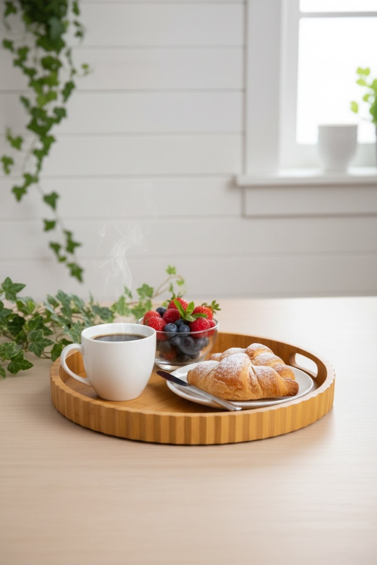 Bambu Tepsi 35 cm | Doğal Ahşap Servis ve Sunum Tepsisi