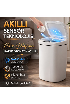 ADEFCO Sensörlü Çöp Kovası 16L Otomatik Kapak Temassız