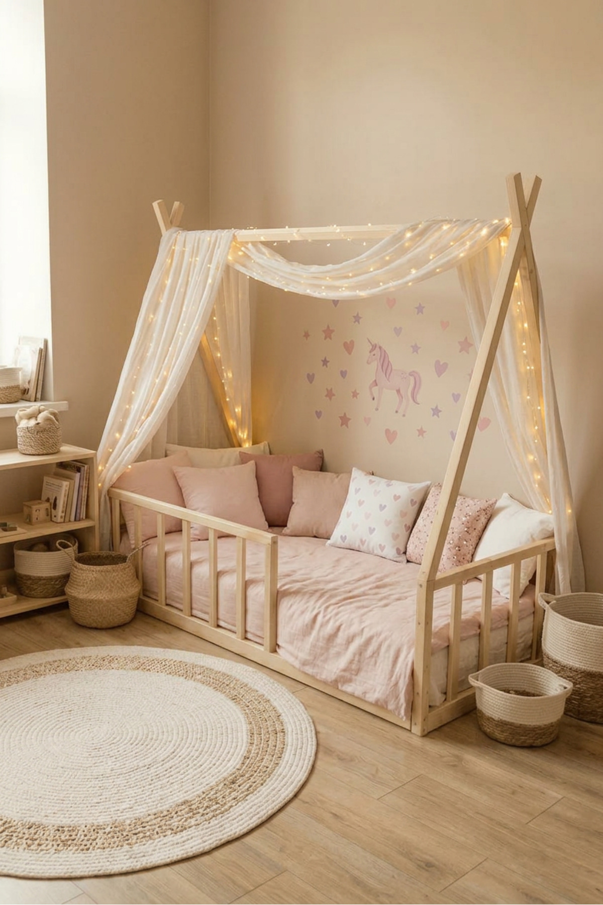 Loolpi Home Sky Ayaksız Montessori Bebek ve Çocuk Karyolası Unisex Doğal Ahşap Yatak fotoğrafı 4 (önizleme)