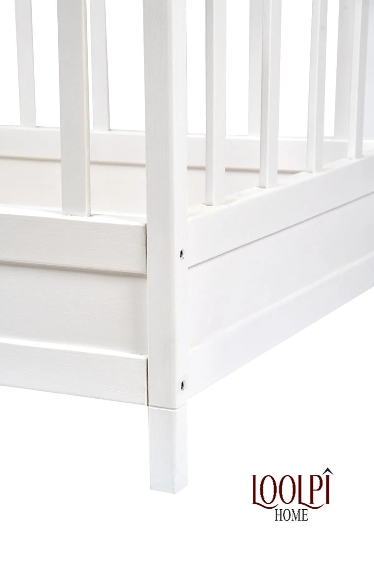 Loolpi Home Aura Beyaz Bebek ve Çocuk Karyolası Unisex Doğal Ahşap Yatak fotoğrafı 6 (önizleme)