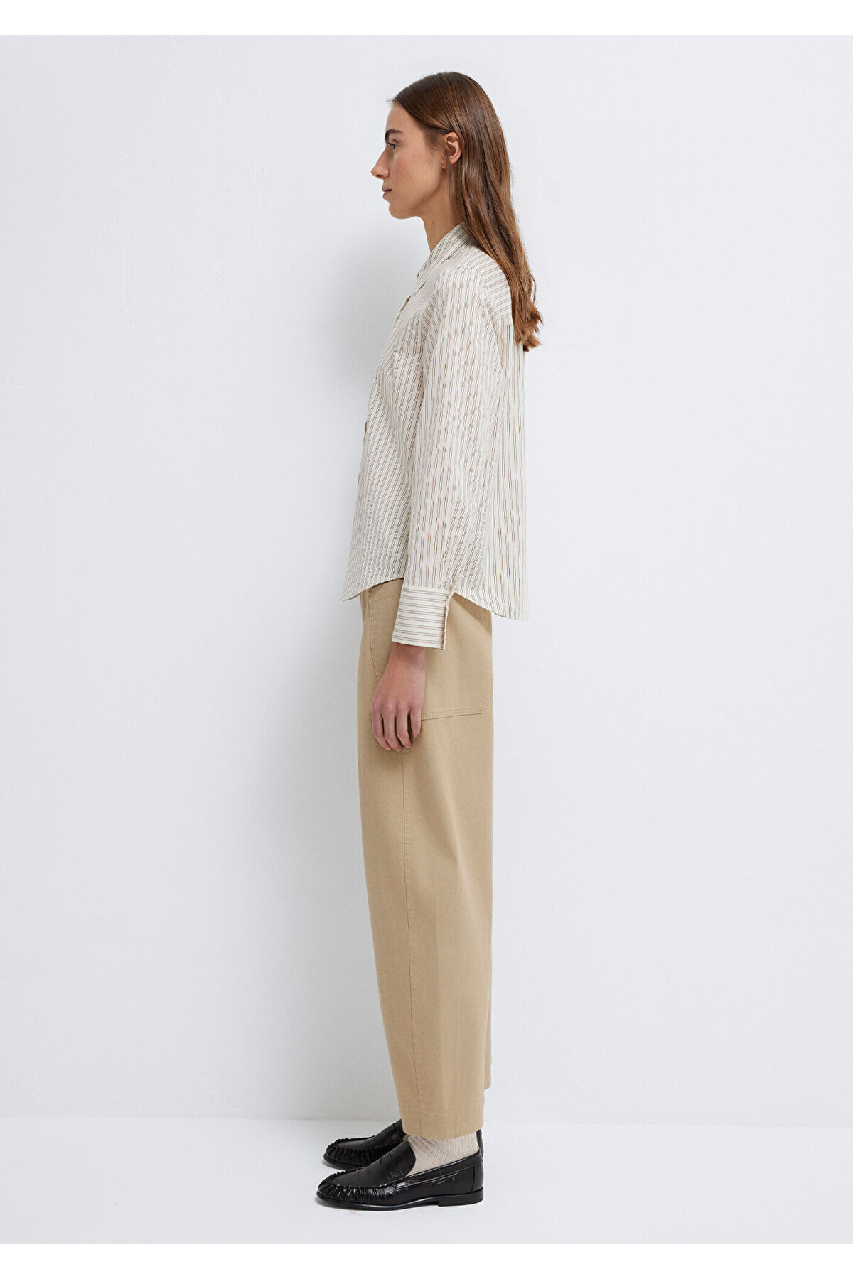 Mavi  Çizgili Bej Gömlek Regular Fit / Normal Kesim 1211389-85431 - Görsel 5