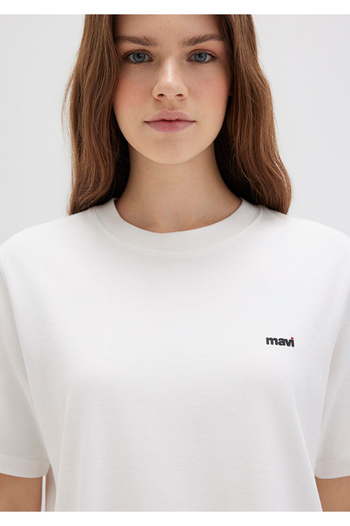 Mavi  Mini Logo Baskılı İnterlok Ekru Basic Tişört Regular Fit / Normal Kesim 1612122-70057 - Görsel 6